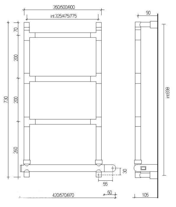 Полотенцесушитель электрический Margaroli Sereno 58247504WHB белый