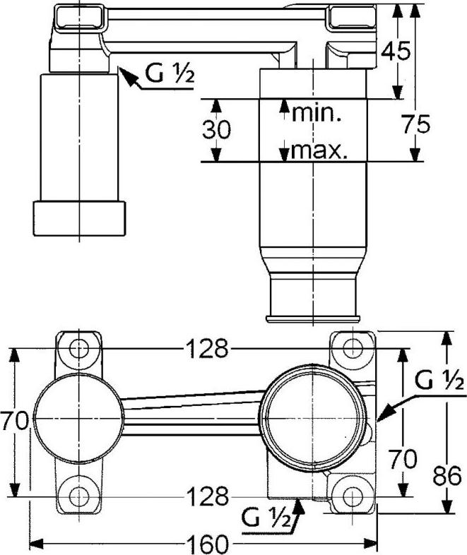 Скрытая часть для смесителя Kludi 38242, бронза