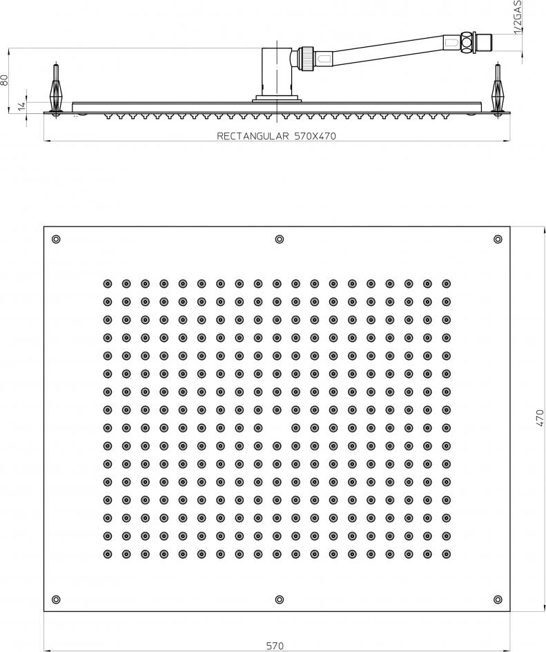 Верхний душ Bossini DREAM - Rectangular H38391 CR