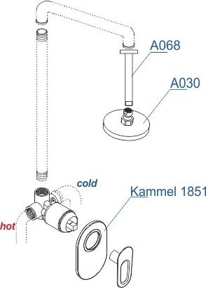 Встраиваемый комплект для душа WasserKRAFT Kammel A12830, хром