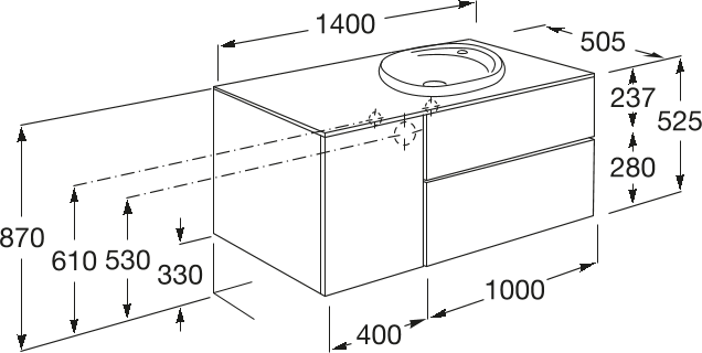 Тумба с раковиной 140 см Roca Beyond 851394402 дуб