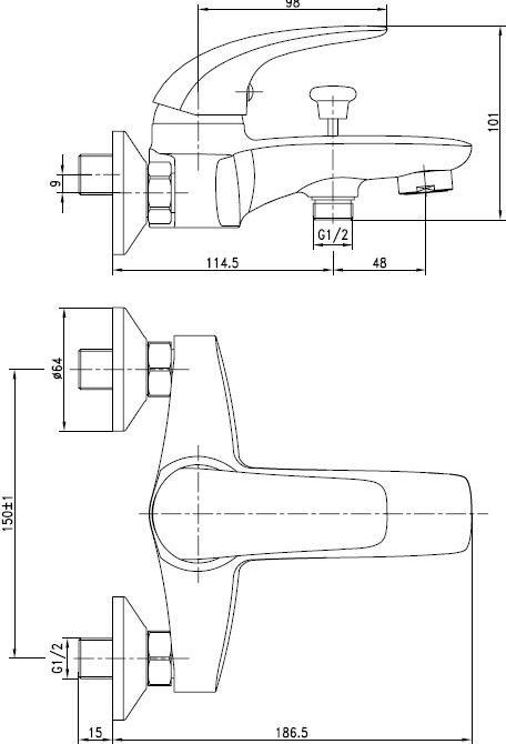 Смеситель Aquanet Cobra 187201 для ванны с душем