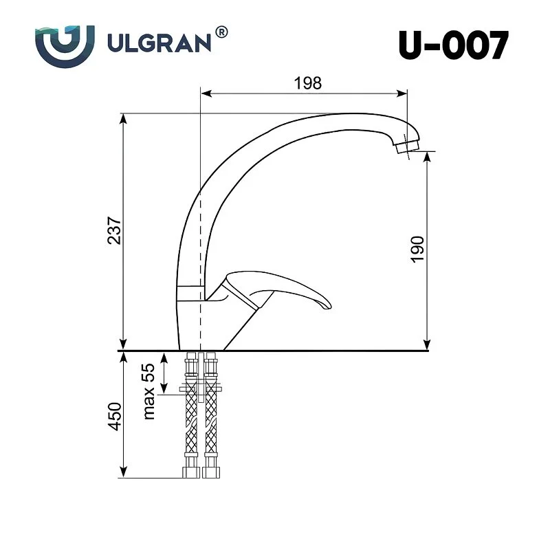 Смеситель для кухни Ulgran U-007 U-007-308 черный