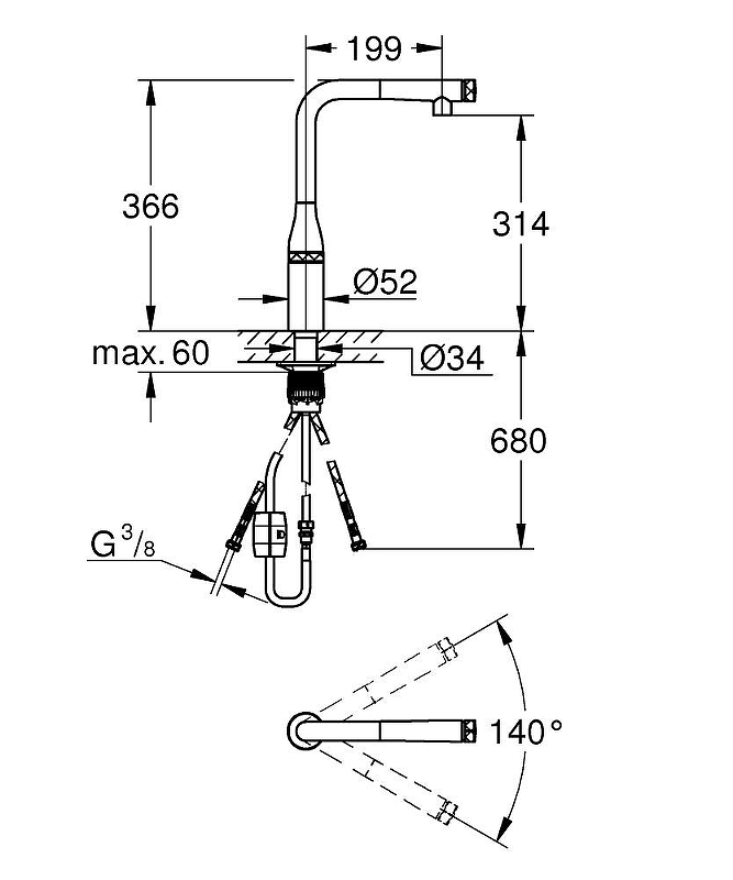 Смеситель для кухни Grohe Essence 31615DL0 бронза