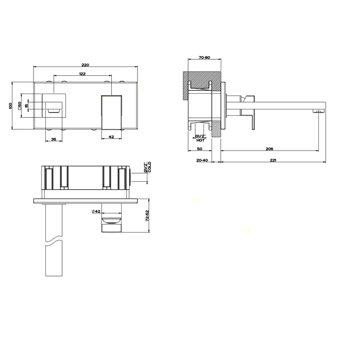 Смеситель для раковины Gessi Rettangolo 44836#031, хром