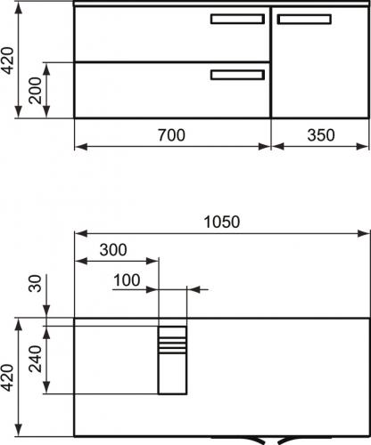 Тумба для комплекта 105 см Ideal Standard Strada K2727WG белый глянцевый