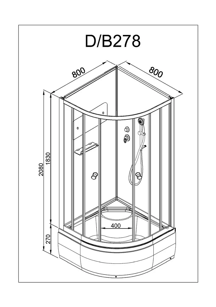 Душевая кабина Deto D D278