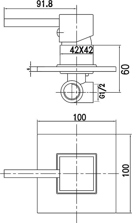 Смеситель для душа Kaiser Quadris 25017, хром