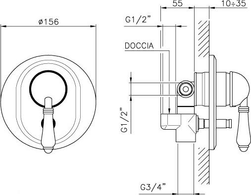 Смеситель Nicolazzi Signal 3460 BZ 75 для ванны с душем