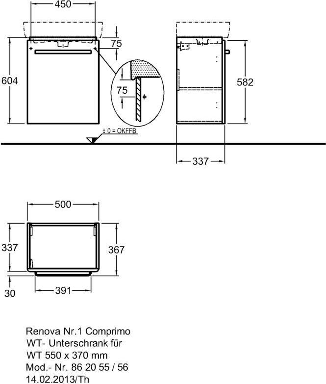 Тумба под раковину 50 см Geberit Renova Compact 862055000, белый