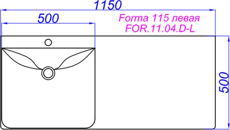 Раковина 115 см Aqwella Forma FOR.11.04.D-L