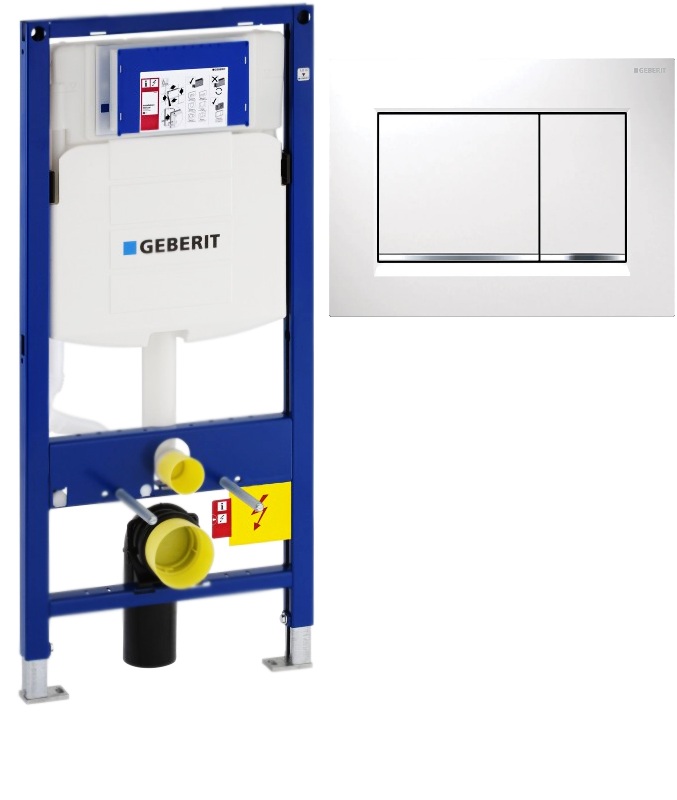 Система инсталляции для унитазов Geberit Set.Sigma12.Sigma30.KJ с клавишей смыва, белый, хром глянец