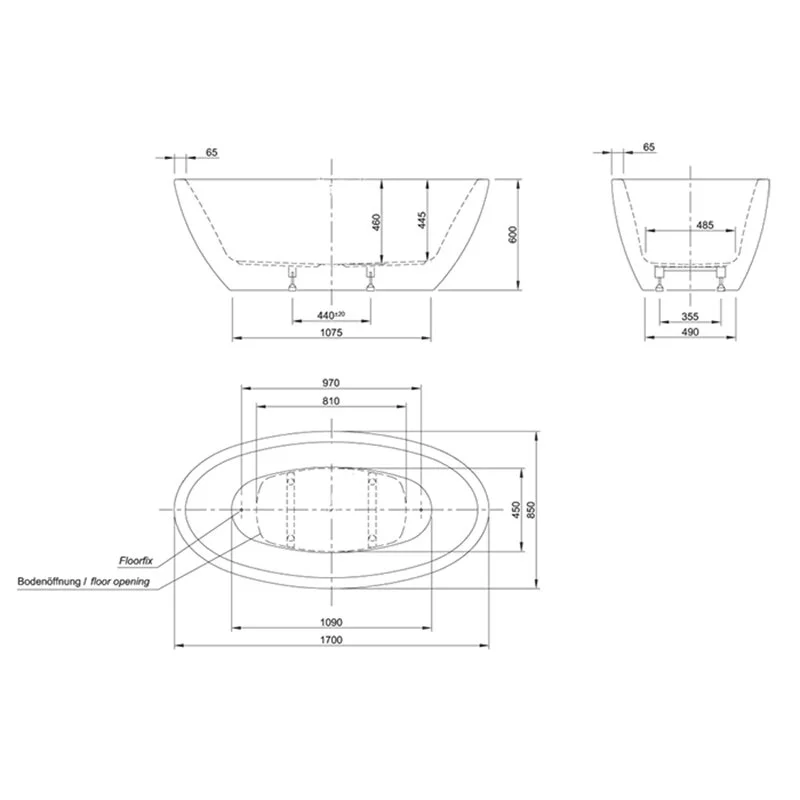 Акриловая ванна Knief Loom XS 0100-058-06/0100-091-06 белый