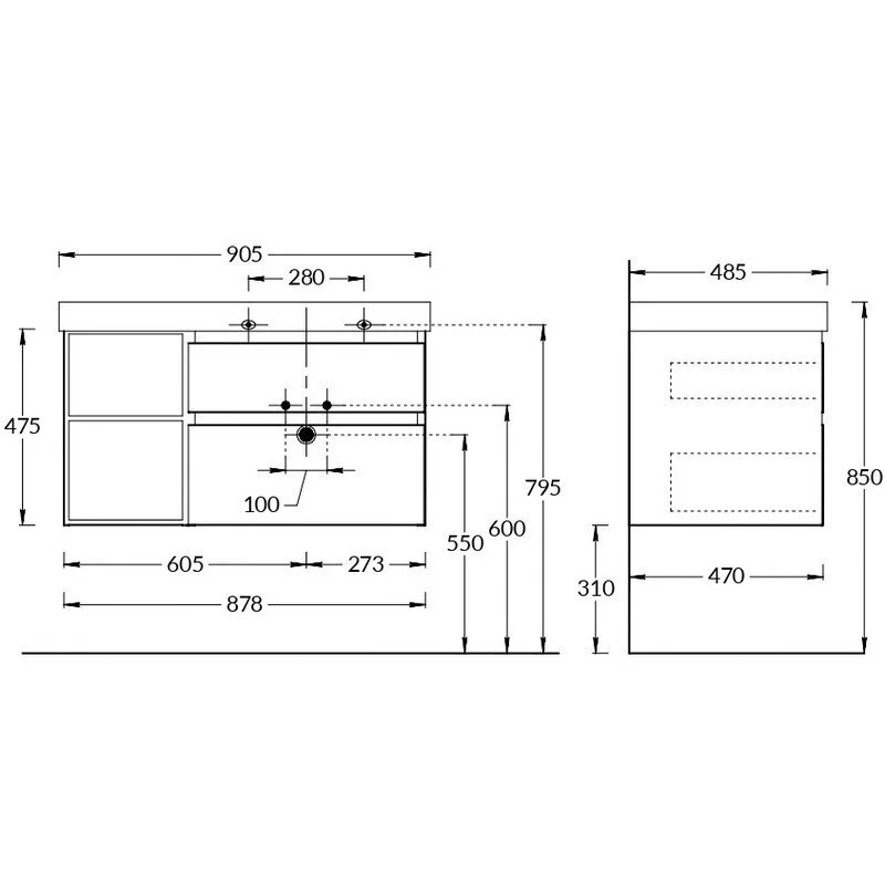 Тумба под раковину Kerama Marazzi Cubo CUB.90Lh\LIM бежевый