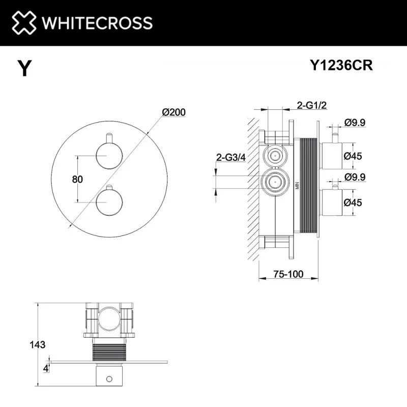 Смеситель для душа Whitecross Y gold Y1236GL золото