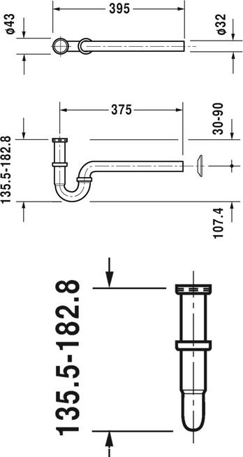 Трубчатый сифон для раковины Duravit 0050260000