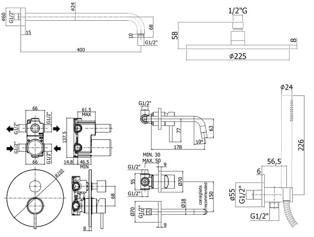 Смеситель для душа Paffoni KIT LIG KITLIG018BO006 белый