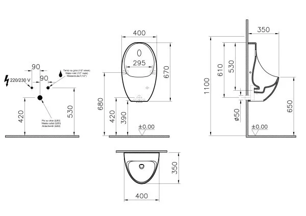 Писсуар подвесной VitrA Arkitekt 5999B003-5556 белый