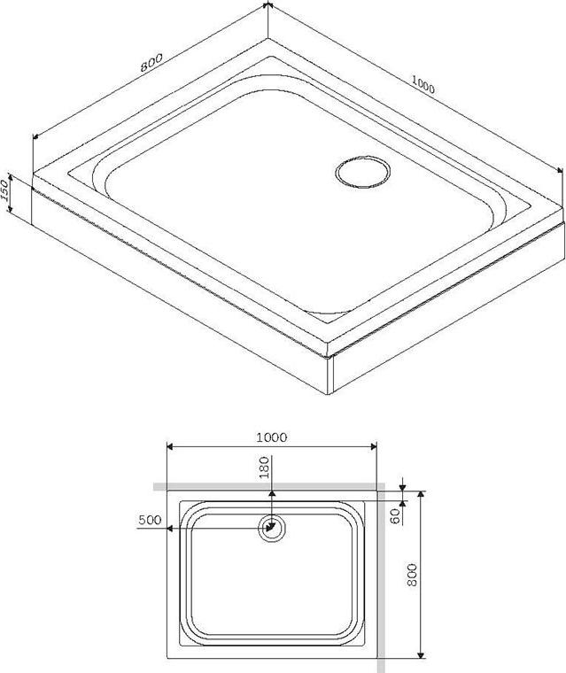 Душевой поддон AM.PM Gem 100x80 W90T-404-100280W, белый