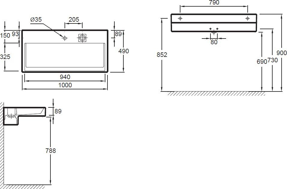 Раковина Jacob Delafon Terrace EXC112-00 100 см