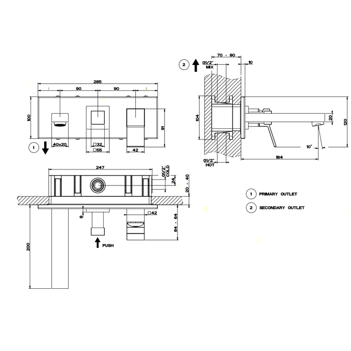 Смеситель для ванны с душем Gessi Rettangolo K 53136#031, хром