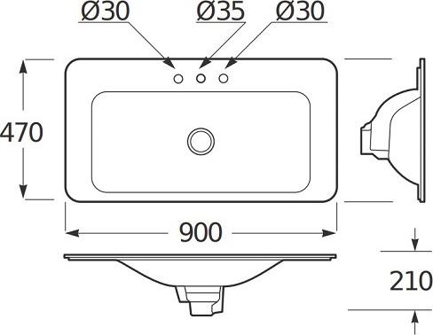 Раковина встраиваемая 90 см Armani / Roca Baia 7.3270.C.0R3.3, greige