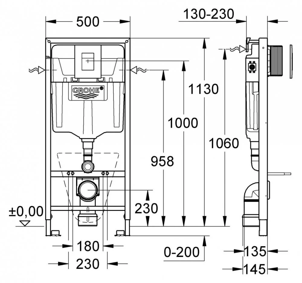 Инсталляция Grohe с унитазом Villeroy&Boch Omnia Architectura 5684 H101/38775001/98M9 C101, сиденье микролифт, комплект