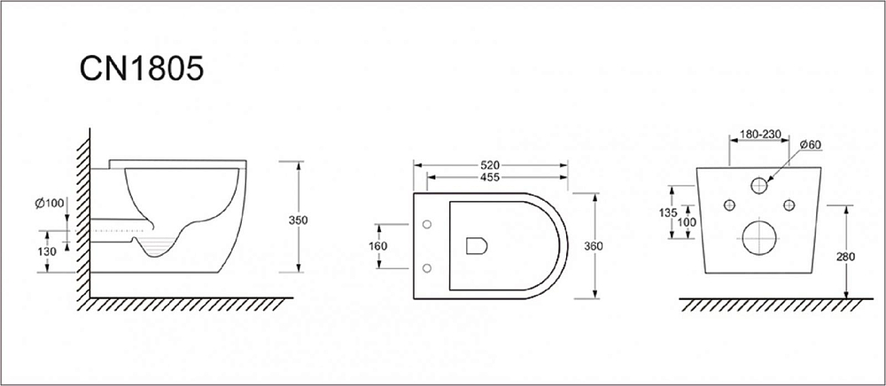 Подвесной унитаз Ceramica Nova Mia Rimless CN1805