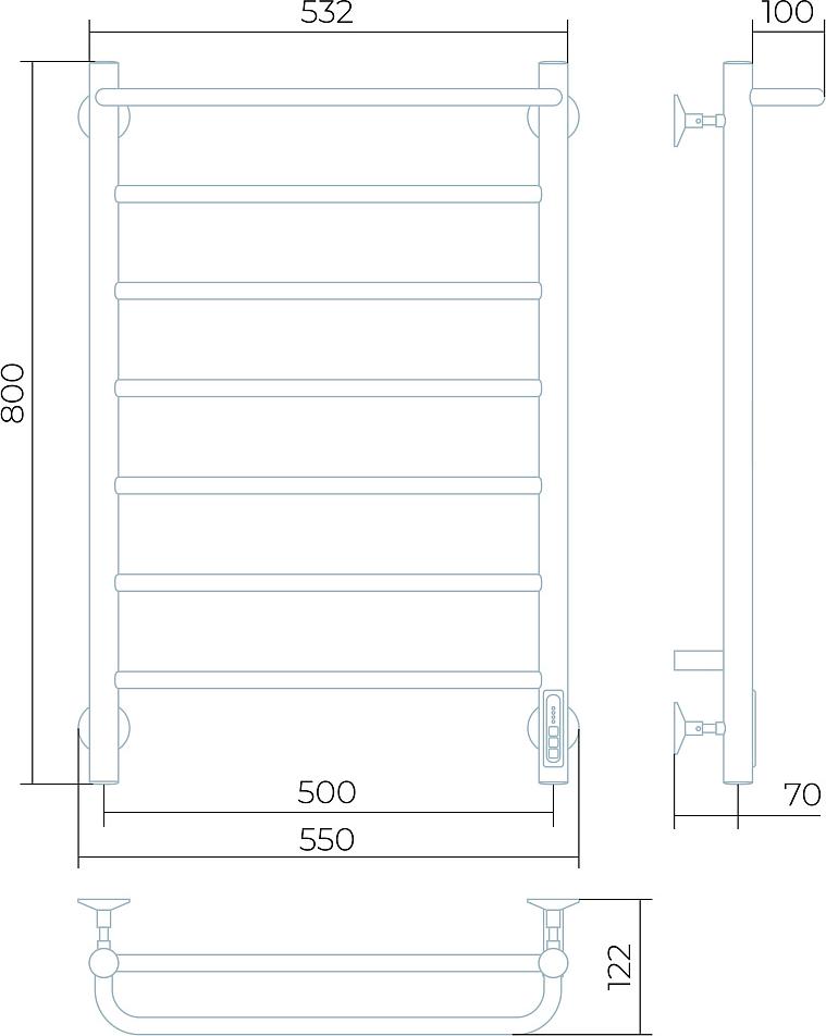 Полотенцесушитель электрический Larusso Прайм КС П7 50x80 9003 4670078536563, белый