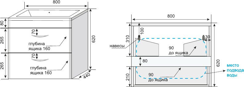 Тумба для комплекта Style Line Каре 80 подвесная, Люкс Plus, белая