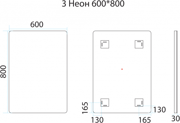 Зеркало LED 600х800 Misty 3 Неон П-Нео060080-3ПРСНККУ, сенсор на корпусе