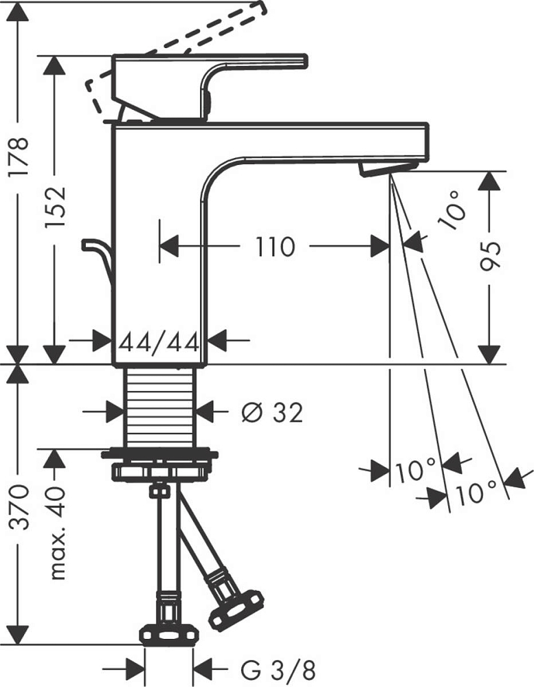 Смеситель для раковины Hansgrohe Vernis Shape 71569000, хром