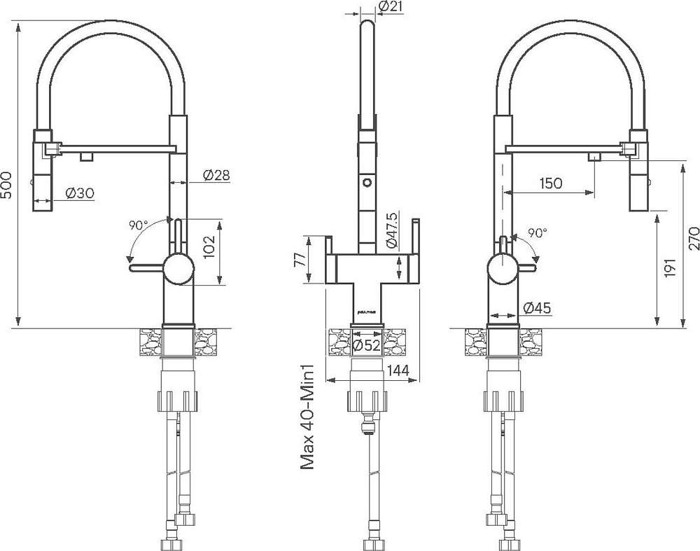 Смеситель для кухни Paulmark Gravity Gr213188-431, белый