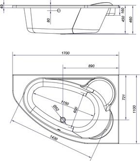 Акриловая ванна Cersanit Kaliope 170х110 P-WA-Kaliope*170-RN правая