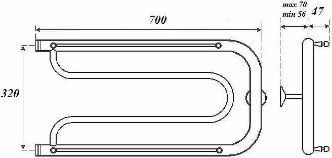 Полотенцесушитель водяной Point PN21337P 320x700 Фокстрот с полкой, хром