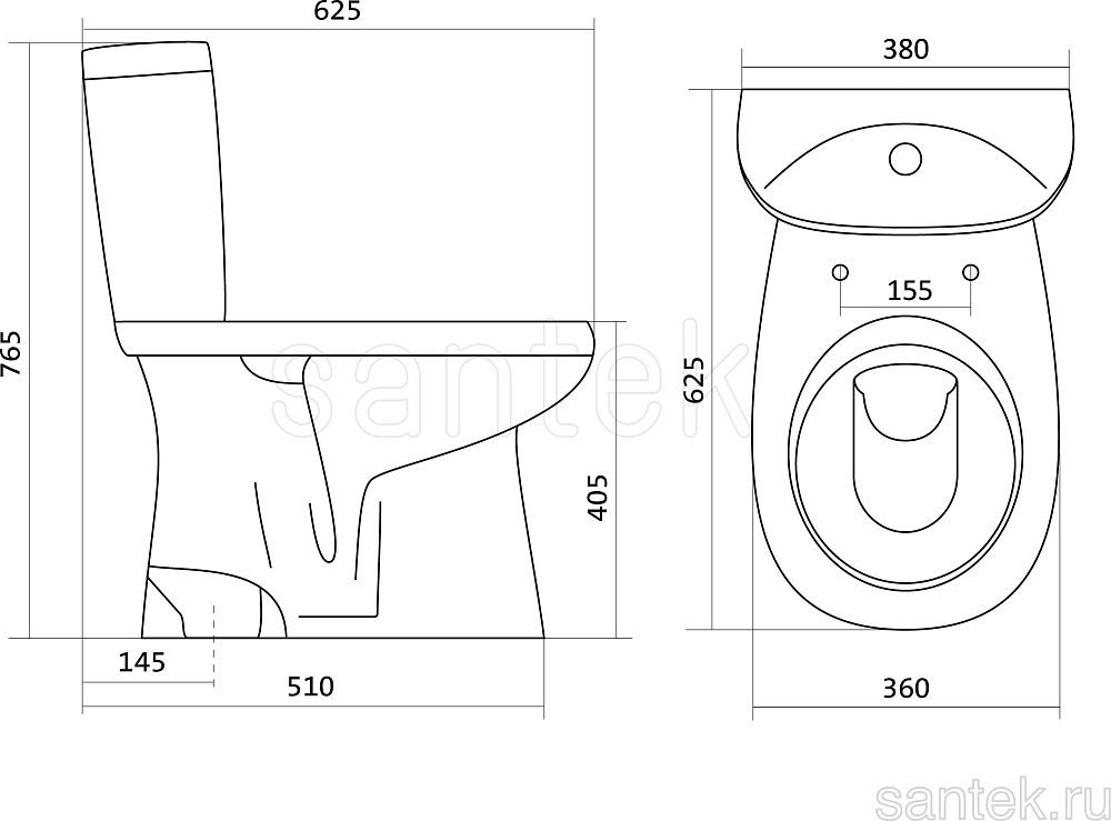 Унитаз-компакт Santek Анимо 1WH302136 с крышкой-сиденьем микролифт