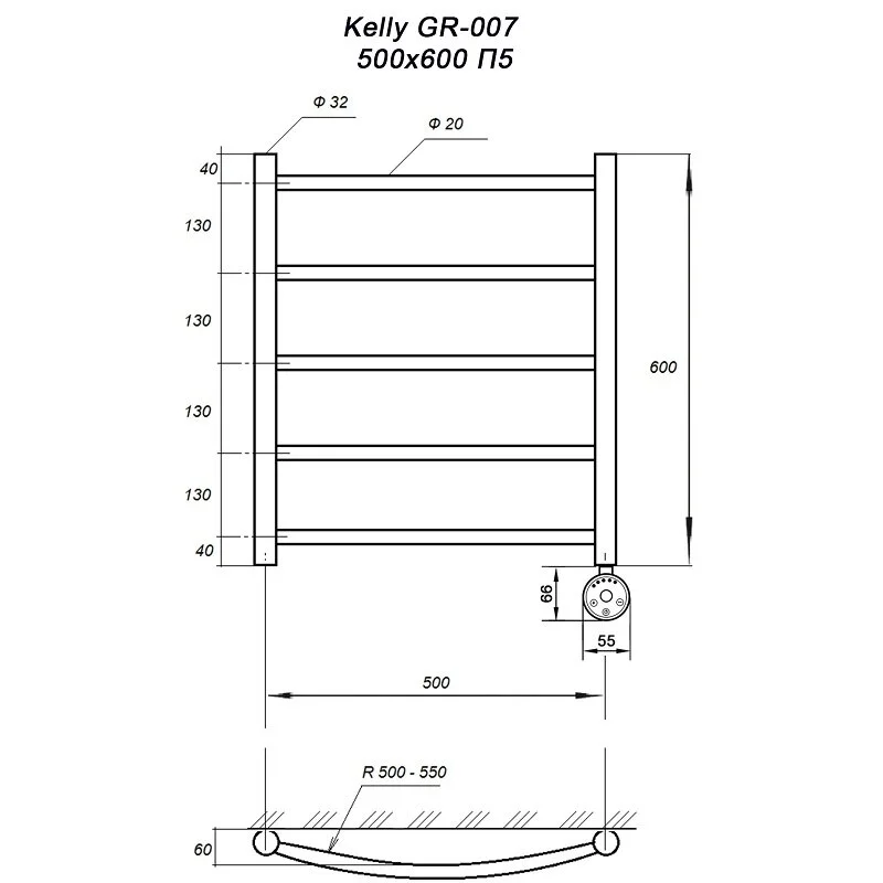 Полотенцесушитель электрический Grois Kelly ca-00005323 белый