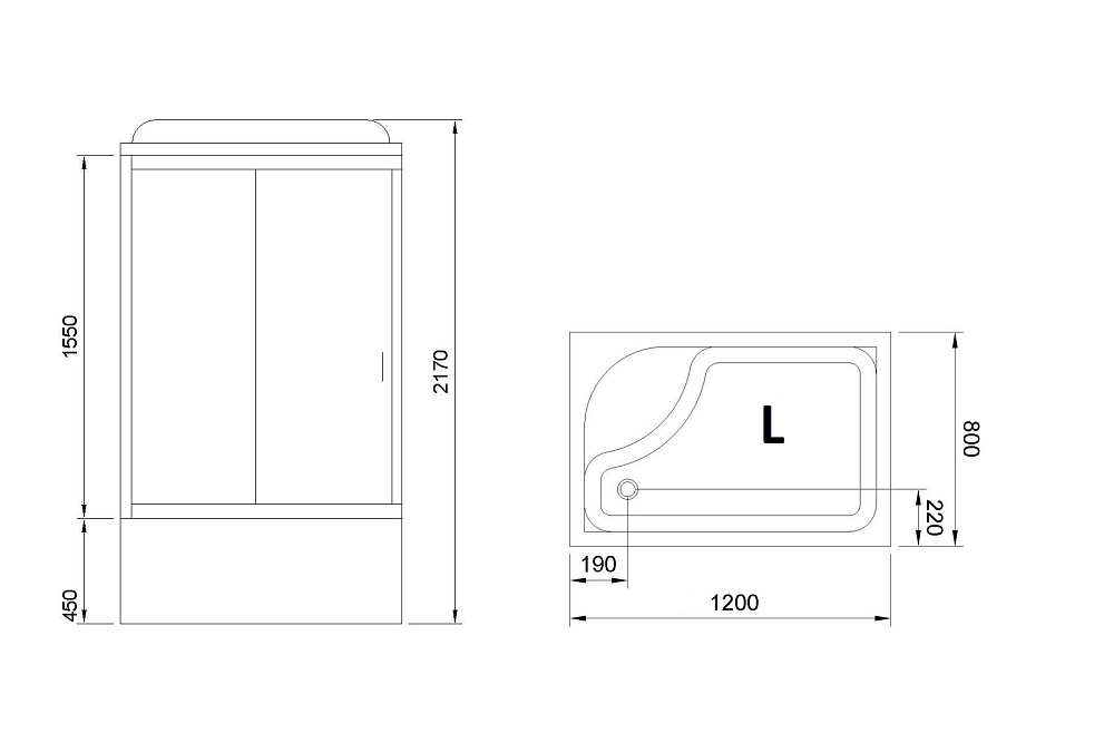 Душевая кабина 120х80 см Royal Bath BP RB8120BP2-M-CH-L стекло матовое с гидромассажем