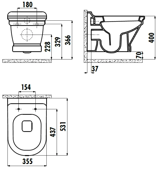 Подвесной унитаз Creavit Antik AN320(AN320.F0100), капучино