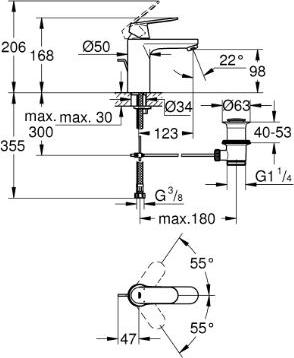 Смеситель для раковины GROHE Eurosmart Cosmopolitan 23327KW0 чёрный сатин