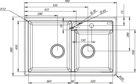 Кухонная мойка на 2 чаши Iddis Vane G V24S782i87, бежевый матовый