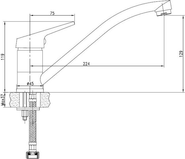 Смеситель Aquanet Round Handle 187224 для кухонной мойки