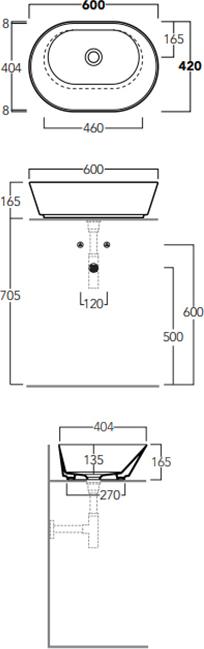 Раковина-чаша Simas Wave WA02 bi*0 62х42х165 см, белый