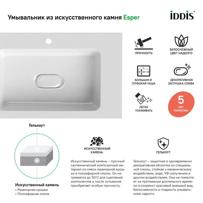 Тумба под раковину Iddis Esper ESP10W0i95 белый