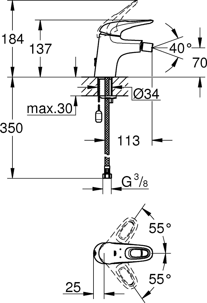 Смеситель для биде Grohe Eurostyle new 33566003