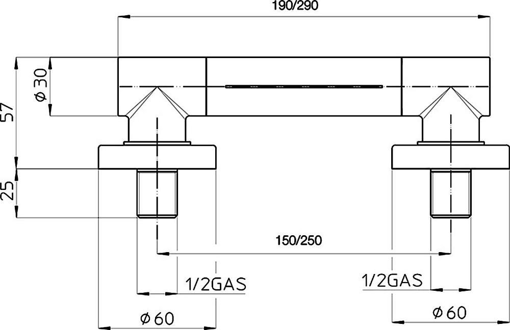 Верхний душ Bossini Cascata-Wall 250 I00271 CR