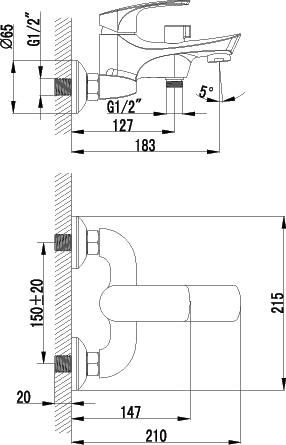 Смеситель Lemark plus Shape LM1712C для ванны с душем