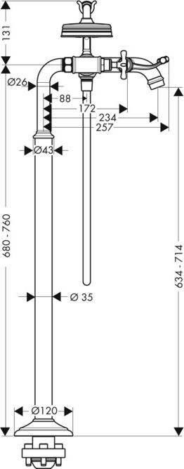 Напольный смеситель для ванны Axor Montreux 16547250, золото