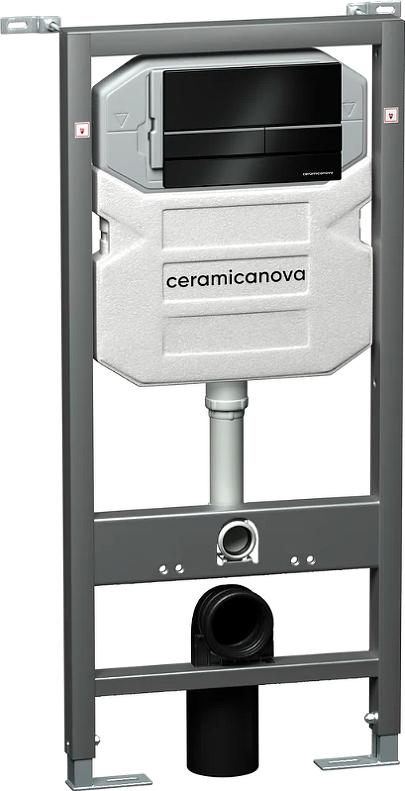 Комплект инсталляция с подвесным унитазом Ceramica Nova Metric CN3007_1002B_1000 с сиденьем микролифт и черной клавишей смыва