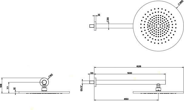 Верхний душ с кронштейном Gessi 316 54148#239, steel brushed